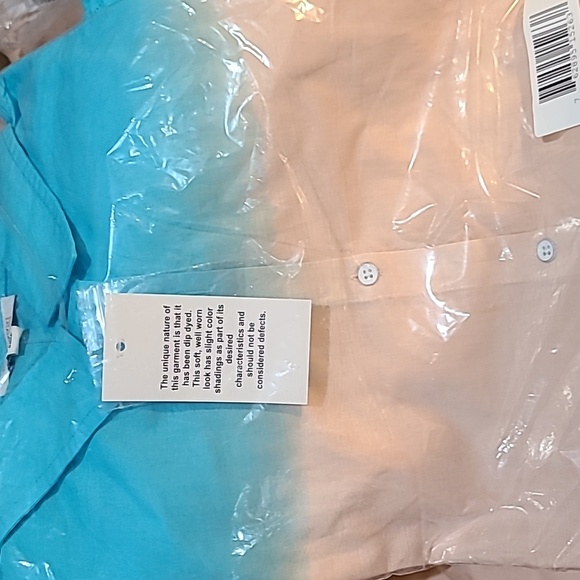 Skinnygirl Carlee Ombre Poplin button down shirt, Aqua Sky - Picture 8 of 8